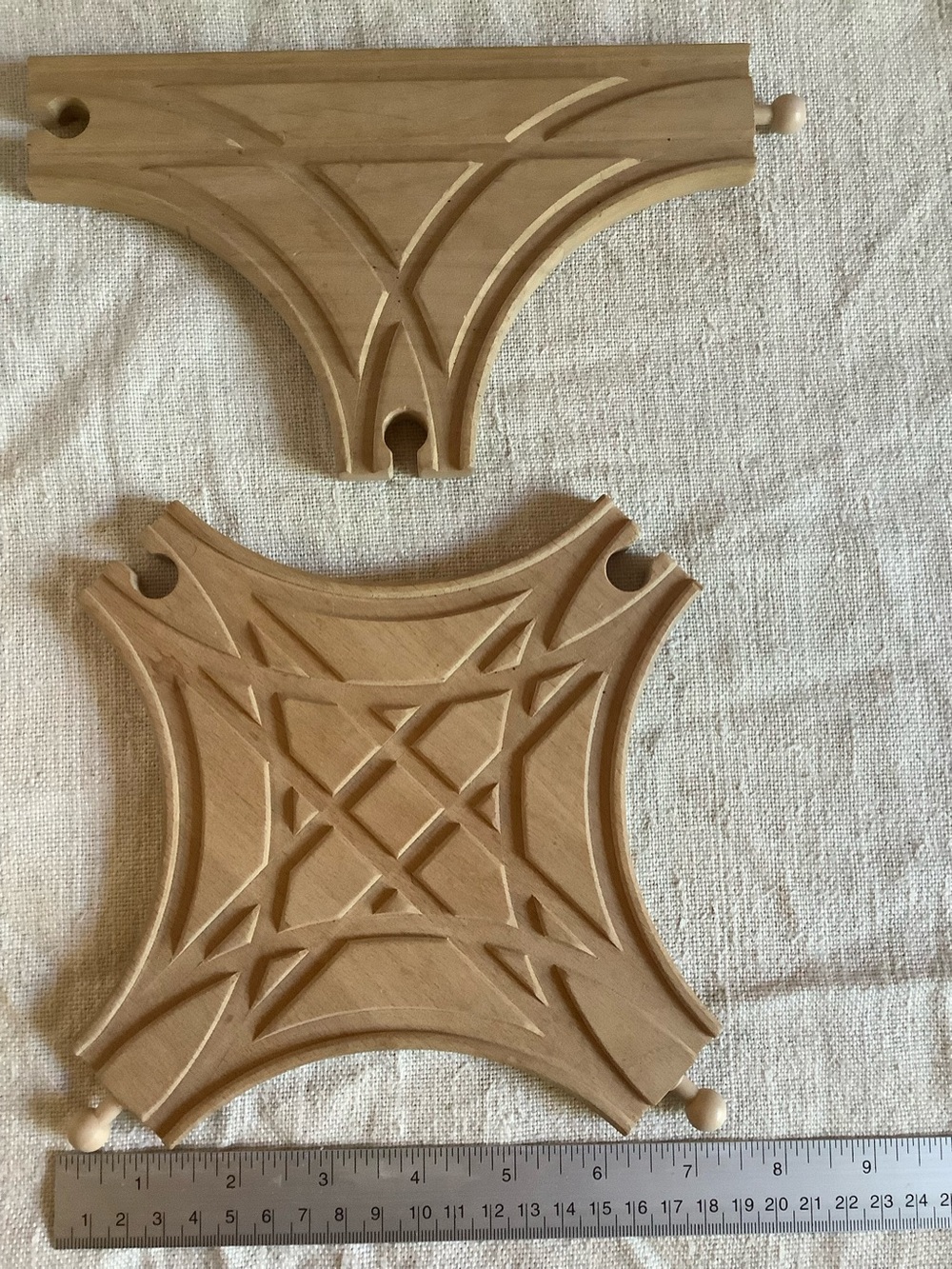 Rare 2 pic 4 way & 3 way Connector wooden Train Tracks Brio Thomas & Friends